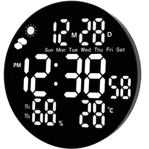 Цифровые настенные LED часы Gaosiio DS-3853L с датой, температурой, влажностью, будильником и пультом ДУ, 25 см