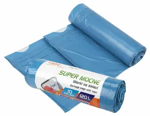Мешки для мусора с лентой 120 л / 10 шт., LDPE синие, 25 x 7 x 7, 10714, Simple Solution