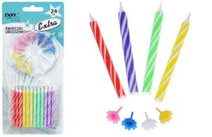 EXTRA Birthday candles, 24 pcs, 9 x 2 x 21, 22089, RAVI Decor