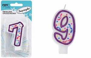 IMPREZKA birthday candle, number 9, 14 x 2 x 75, 32000, RAVI Decor