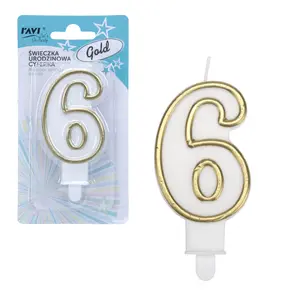 Birthday candle, Number 6, Gold, 7.5 x 1.5 x 14, 62069, RAVI Decor
