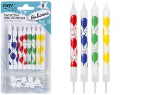 Birthday candles BALLONS, 8 pcs., 9 x 17 x 1, 62077, RAVI Decor