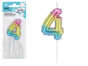 Birthday candle Jelly 4, 6.5 x 1 x 16, 72028, RAVI Decor