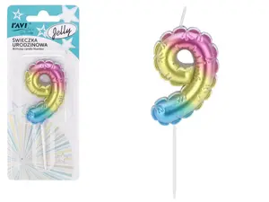 Birthday candle Jelly 9, 6.5 x 1 x 16, 72033, RAVI Decor