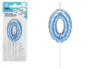 Birthday candle Blue Star 0, 6.5 x 1 x 16, 72034, RAVI Decor