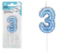 RAVI Decor Birthday Candle Blue Star 3