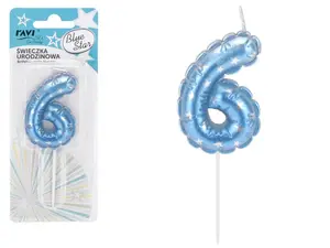 RAVI Decor Birthday Candle Blue Star 6