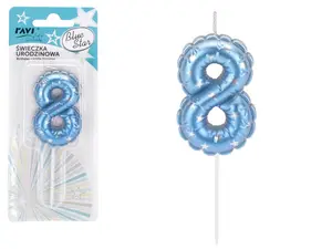 RAVI Decor Birthday Candle Number 8 Blue Star Design