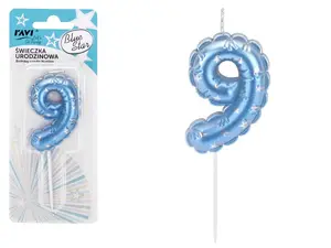 RAVI Decor Birthday Candle Number 9 Blue Star