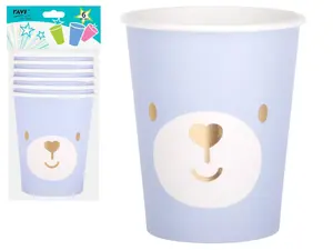 RAVI Decor Blue Bear Paper Cups, 270 ml, 6 pieces