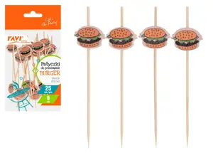 Burger bamboo snack stick 25pcs, 9cm, 9.5 x 1.5 x 17.5, 91873, Simple Solution