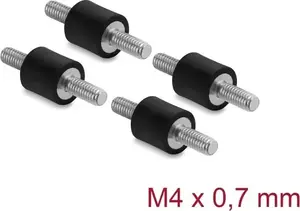 Delock vibrācijas slāpētājs M4 x 0,7 mm, 10 x 10 mm, 2 x ārējā vītne, melns, 4 gab.