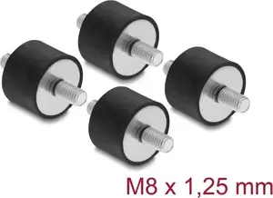 Виброгаситель Delock M8 x 1.25 мм, диаметр 30 мм, высота 20 мм, 2 внешние резьбы, 4 штуки, черный