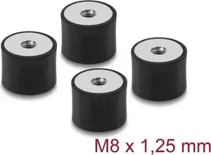 Delock 60828 vibrāciju slāpētājs M8 x 1.25 mm, diametrs 40 mm, augstums 30 mm, 2 iekšējās vītnes, 4 gab., melns