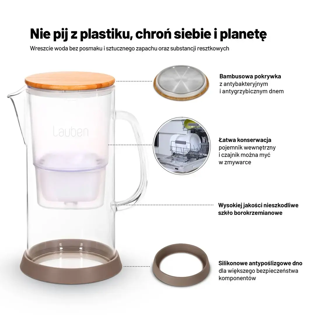 Фильтр-кувшин для воды Lauben Glass Water Filter Jug 32GW Photo 2