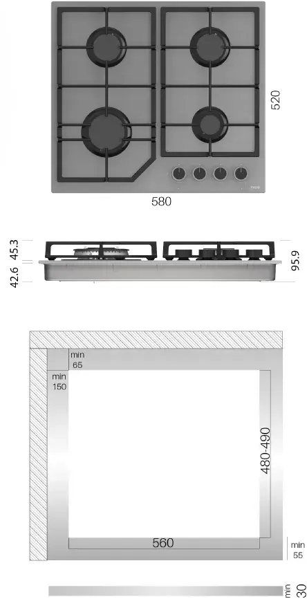 Kluge KPG6030BG Gas Hob 60 cm Photo 4