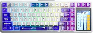 AULA L99 Gasket Mechanical Keyboard, Semi-transparent Purple and White, Carmel Latte Switches, RGB Backlight