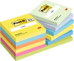 Post-it 654-TFEN-P8+4 Square Self-Adhesive Notes, 76x76 mm, Assorted Colors, 1200 Sheets