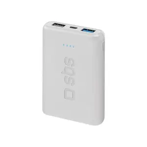 SBS Mobile Pocket Power Bank 5000 mAh, 2 USB Type-A Ports, White