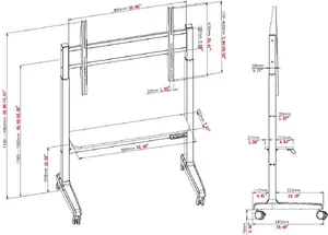 Vision X-Series VFM-F15M Motorized Mobile Cart for 40-86 inch Flat Panel Displays, 60 kg Capacity, Black