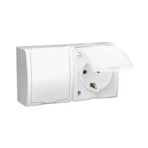 Kontakt-Simon AQGSZ1-2Z/11 Double Schuko Socket-Outlet, IP54, White