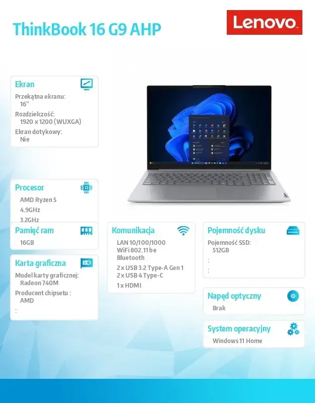 Ноутбук Lenovo ThinkBook 16 G9 | AMD Ryzen 5 | 16 ГБ | 512 ГБ SSD Photo 11