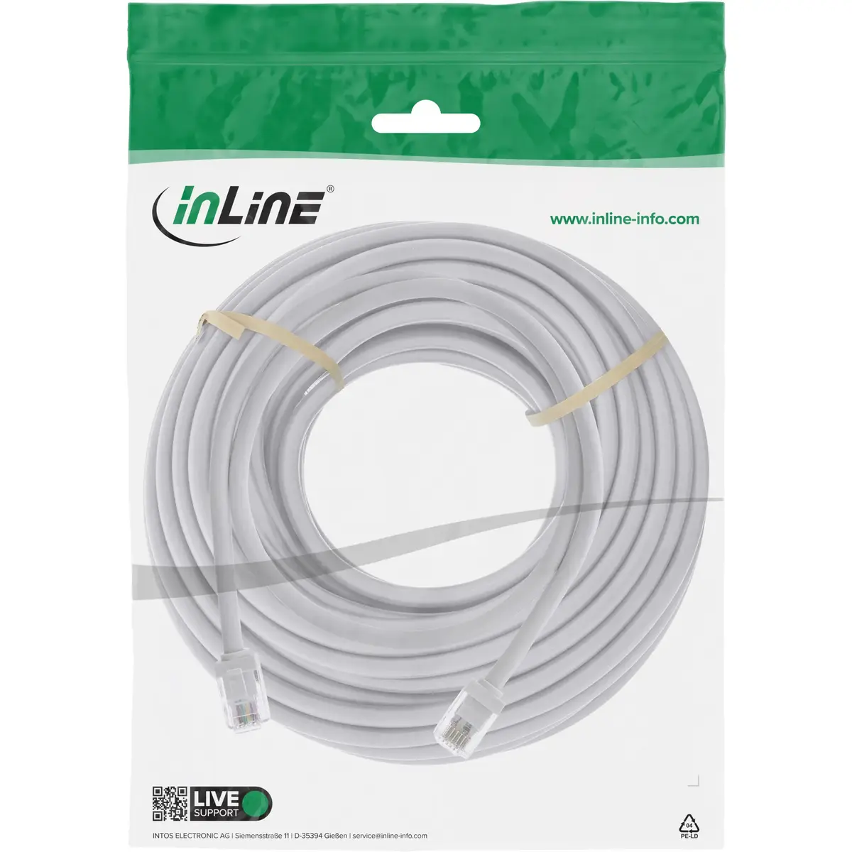 InLine 18748 Telephone Cable 15 m Photo 2
