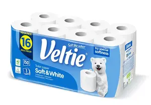 VELTIE White Toilet Paper, 16 Rolls