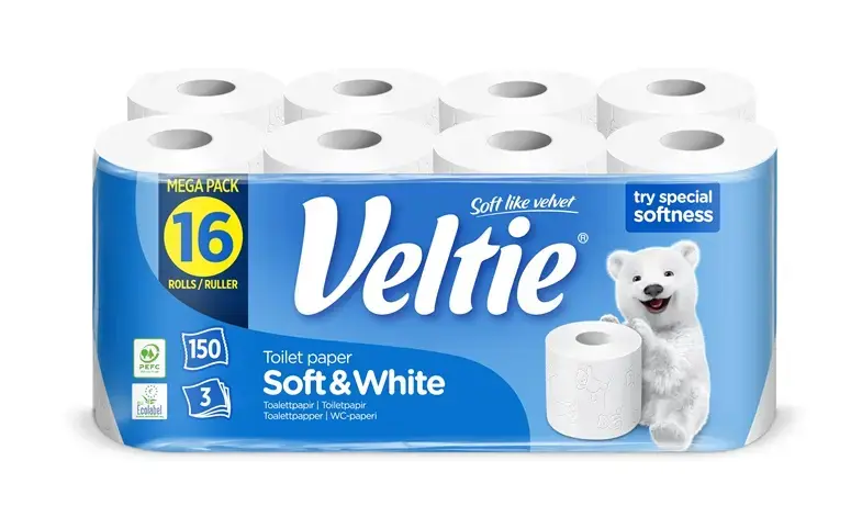 VELTIE White Toilet Paper 16 Rolls Photo 2