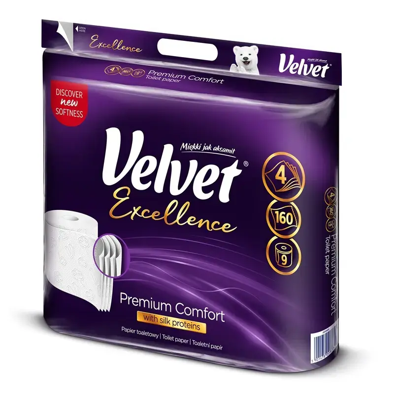 Velvet Excellence Premium Comfort Toilet Paper 9 Rolls Photo 2