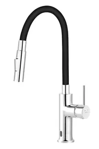 FERRO BDZ41B Kitchen Mixer with Sensor, Black and Chrome Finish
