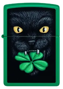 Zippo 46721 Lucky Cat Clover Design Windproof Lighter