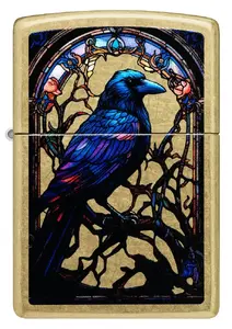Zippo 46946 Stained Glass Raven Design pretvēja šķiltavas