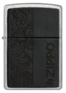 Zippo 46919 pretvēja šķiltavas ar melnu ādas emblēmu