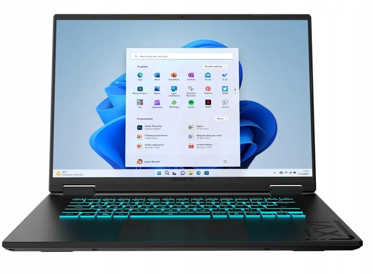 Gigabyte A16 spēļu portatīvais dators, AMD