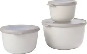 Mepal Cirqula Round Bowl Set 500ml 1000ml 2000ml Nordic White