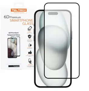 Защитное стекло TELTECH Premium 6D для iPhone 16 Pro Max, полное покрытие с черной рамкой