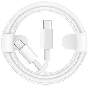 Economy USB-C uz USB-C kabelis, 60W Power Delivery, 3A, 1m, balts