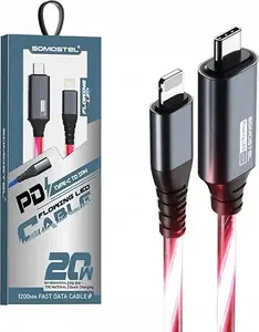 USB-C uz Lightning datu un uzlādes kabelis 1.2 m, sarkans