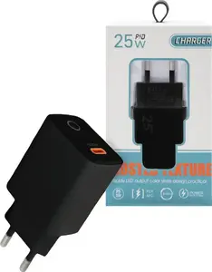 Vega PAX Wall Charger, USB-C PD 25W with LED Indicator, Black