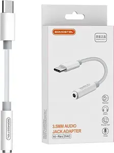 Somostel SMS-BZ02 USB-C to 3.5mm Jack Audio Adapter, White