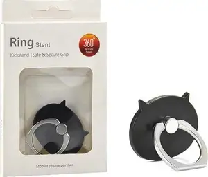 Vega Universal Phone Ring Holder and Stand - Black Cat Design