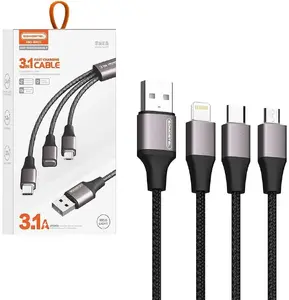 SOMOSTEL 3-in-1 USB Charging Cable with RGB LED Lighting 1.2m