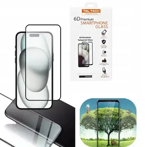 TELTECH Premium 6D Tempered Glass Screen Protector for iPhone 13, Full Cover with Black Frame