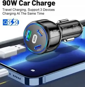 ECOBOX 90W Car Charger with 2x USB-C and 1x USB-A Ports