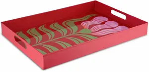 RITUALI DOMESTICI FLORIGRAFIA Serving Tray, Red, Size L