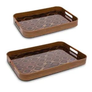 RITUALI DOMESTICI GALATEO Rectangular Tray Set, Peacock Tail Pattern, 2 Pieces