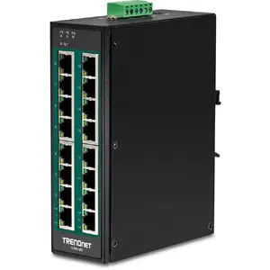 Промышленный неуправляемый гигабитный Ethernet-коммутатор Trendnet TI-PG160 с 16 портами PoE+