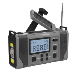 Kruger&Matz KM0838 Portable Solar Emergency Radio with 10000mAh Powerbank, Flashlight and Dynamo