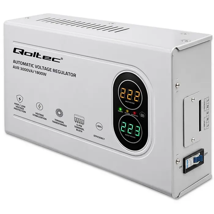 Qoltec AVR 3000VA 1800W Automatic Voltage Regulator Photo 2